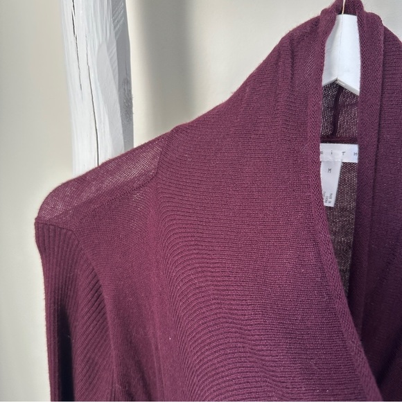 Leith Drape Front Long Duster Lightweight Cardigan Burgandy SZ Medium - Picture 5 of 10
